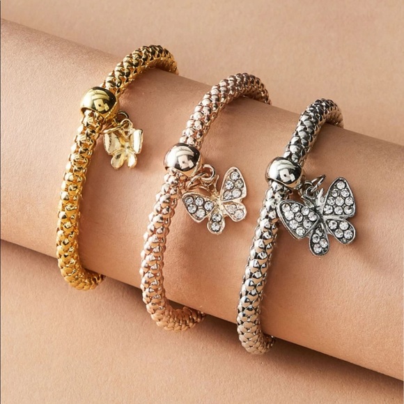 • Hallie • 3 Pc. Butterfly Bracelet Set - Picture 2 of 4